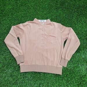 Vintage 70s Velour MOD Shirt Womens Small 17x19 Light Brown